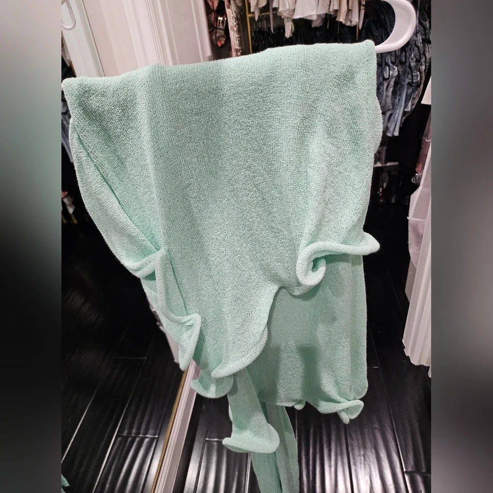 Meshki Caprice Mini Dress Mint Green Knit with Tie Detail Medium Med - Picture 4 of 4